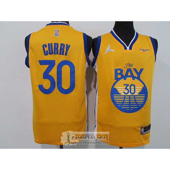 Camiseta Golden State Warriors Stephen Curry NO 30 Statement 2021 Oro